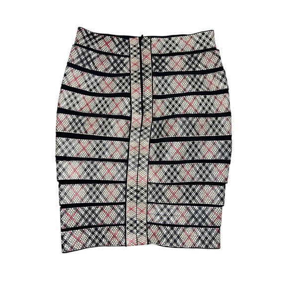 Alberto Makali New York Snakeskin Plaid Bandage Skirt Beige Black Red Medium - Picture 5 of 7